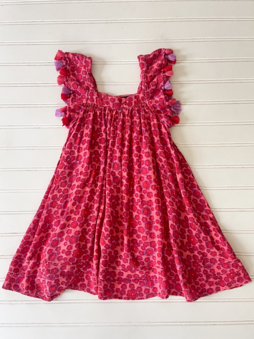 FRENCH CONNECTION VGUC Vibrant Floral Flowy Bohemian Tassel Dress